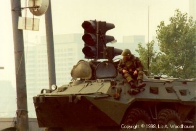 Russian soldier on armored personnel carrier